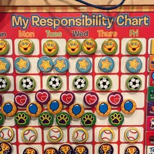 Responsibility chart children kids wipeoff rewards chores calendar hanging board